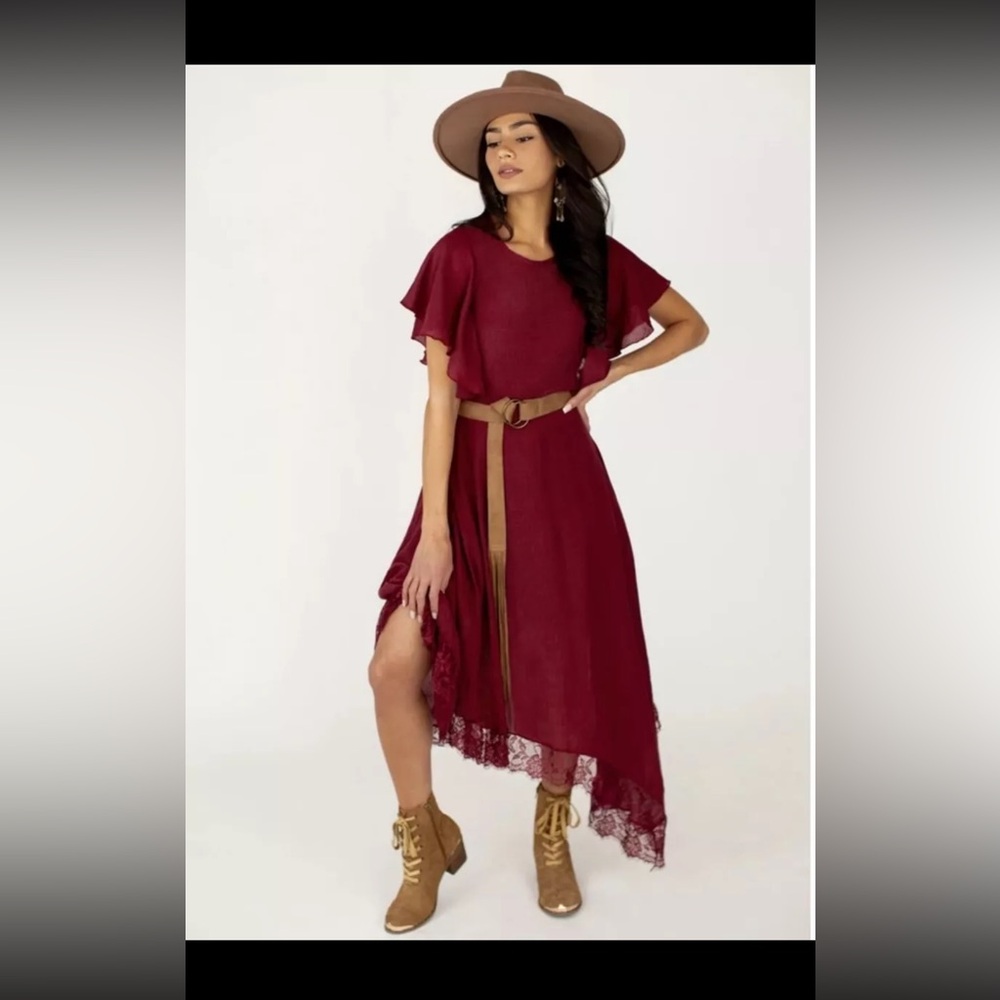 Burgundy Asymmetrical Dress S